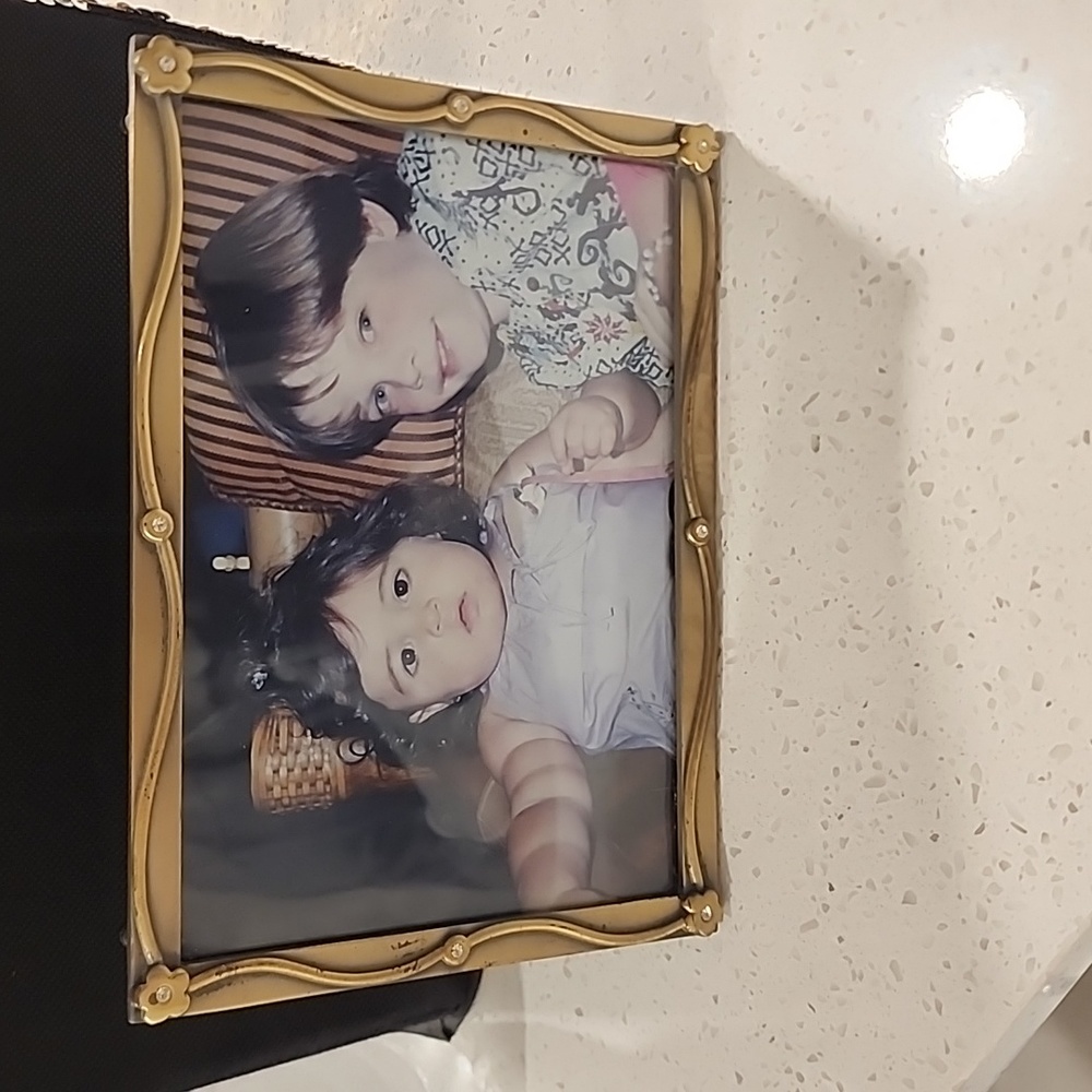 ELSA L 6.5" X 4.5" PICTURE FRAME BRUSHED COPPER JEWELED